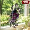 Gothic Raven Floral Resin Suncatcher, Faux Stained Glass Window Hanging, Dark Academia Decor